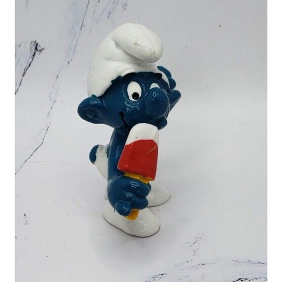 POPSICLE SMURF - 20053 - SMURFS VINTAGE SCHLEICH PEYO 2" PVC FIGURE - Picture 4 of 7
